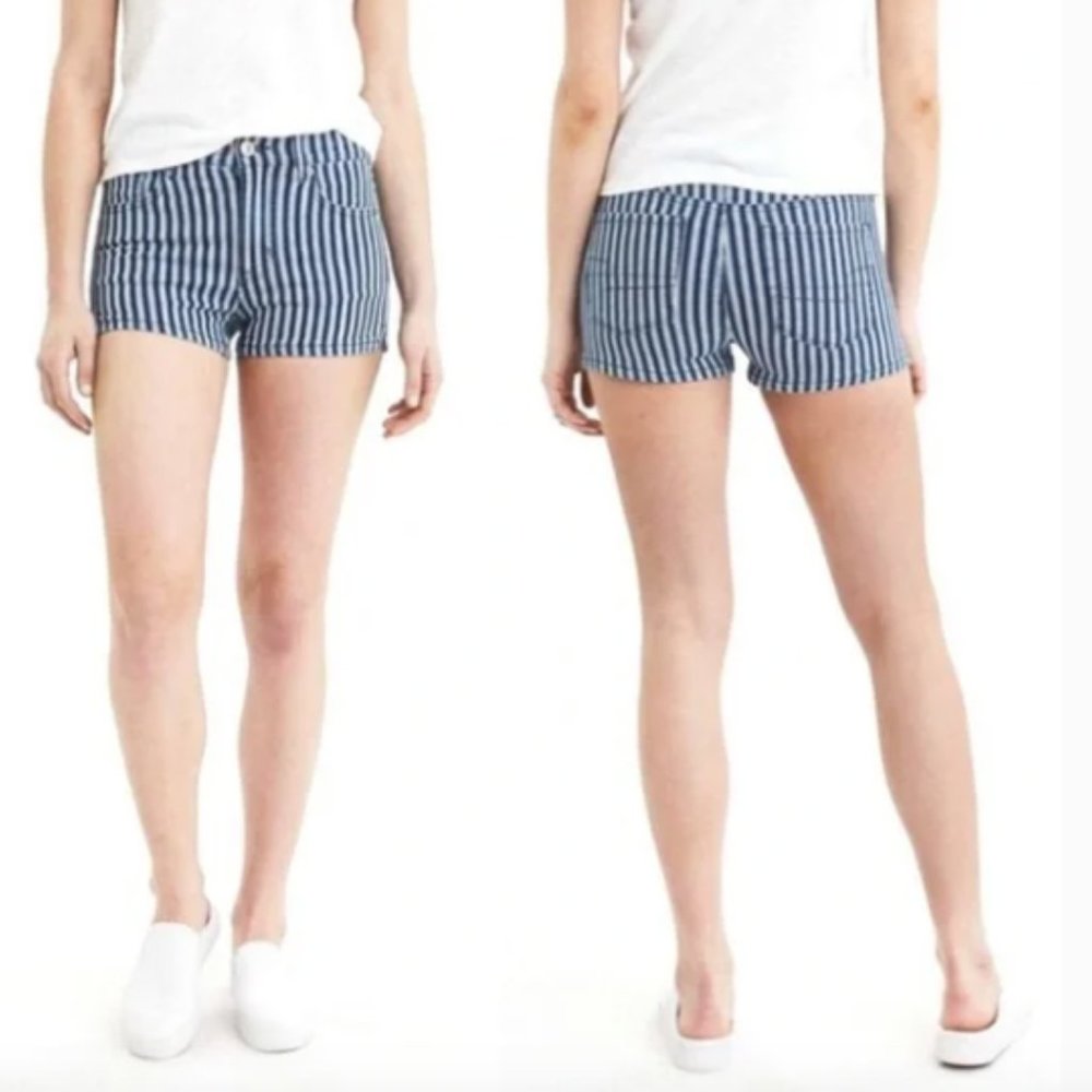 American Eagle Navy White Stripe Denim Shorts 10